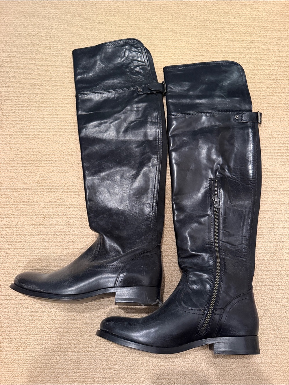 NEVER WORN- Frye Black Leather Over-the-Knee Riding Boots